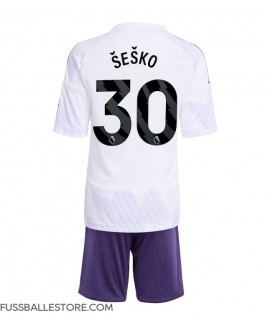 Günstige Manchester United Benjamin Sesko #30 Auswärts Trikotsatzt Kinder 2025-26 Kurzarm (+ Kurze Hosen)